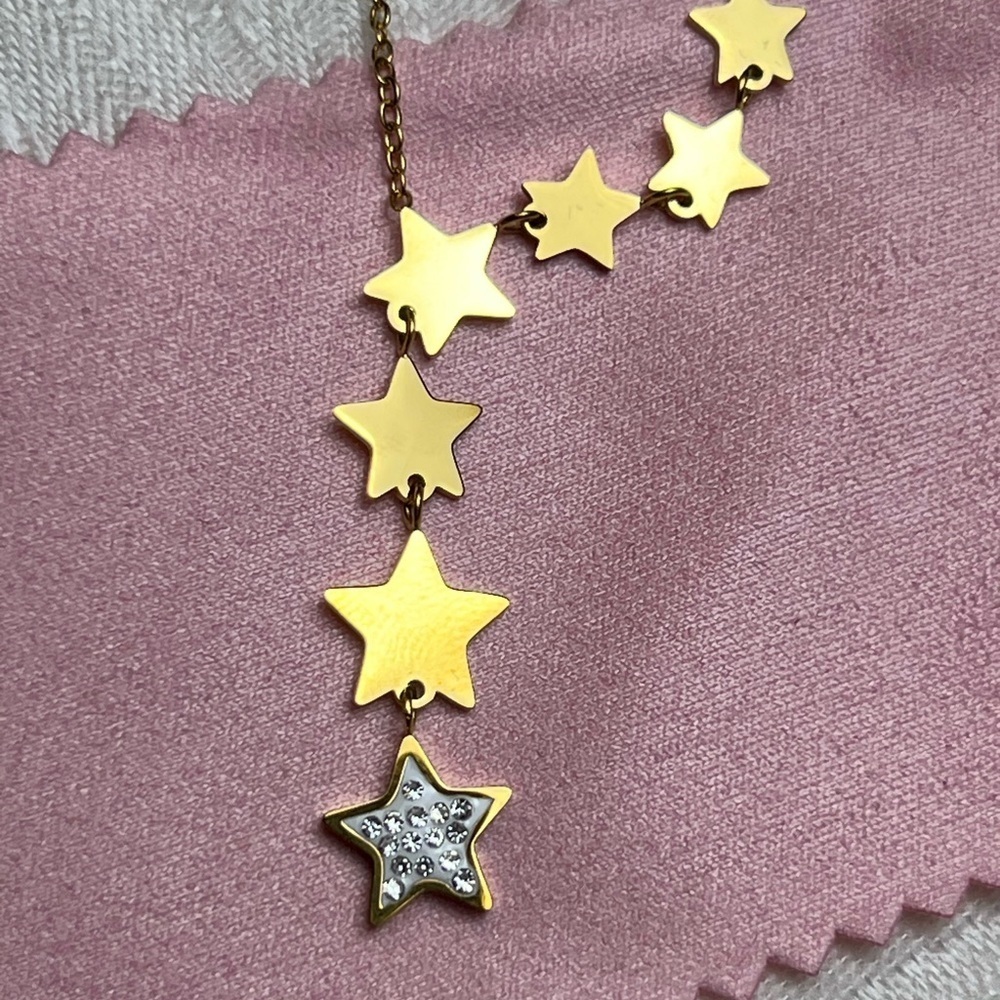 Necklace Women 18K Gold Plated Star Pendant Y2K Cubic Zirconia Gift Glam Dainty - Picture 9 of 12